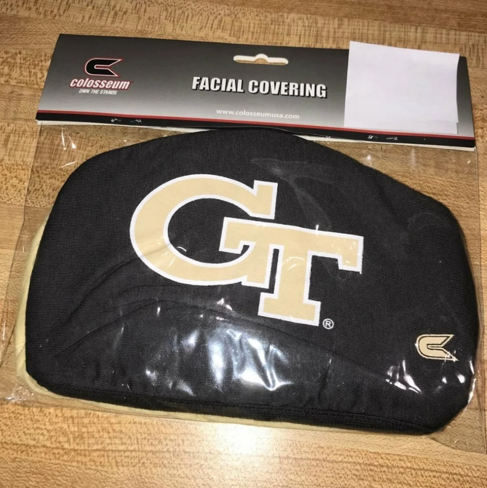 NWT Unisex Georgia Tech Yellow Jackets Colosseum 2 Pack Face Masks